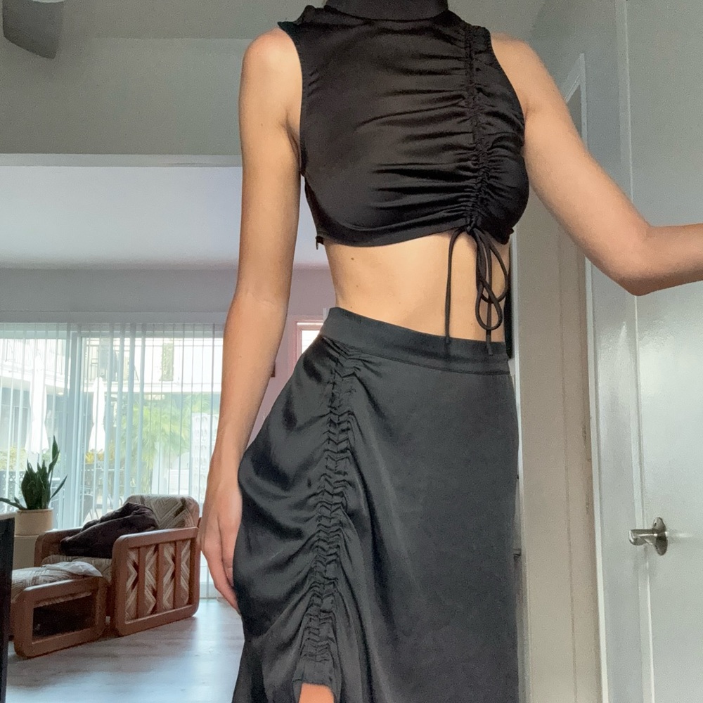 Zadig & Voltaire Gray Midi Wrap Skirt with Ruched Slit